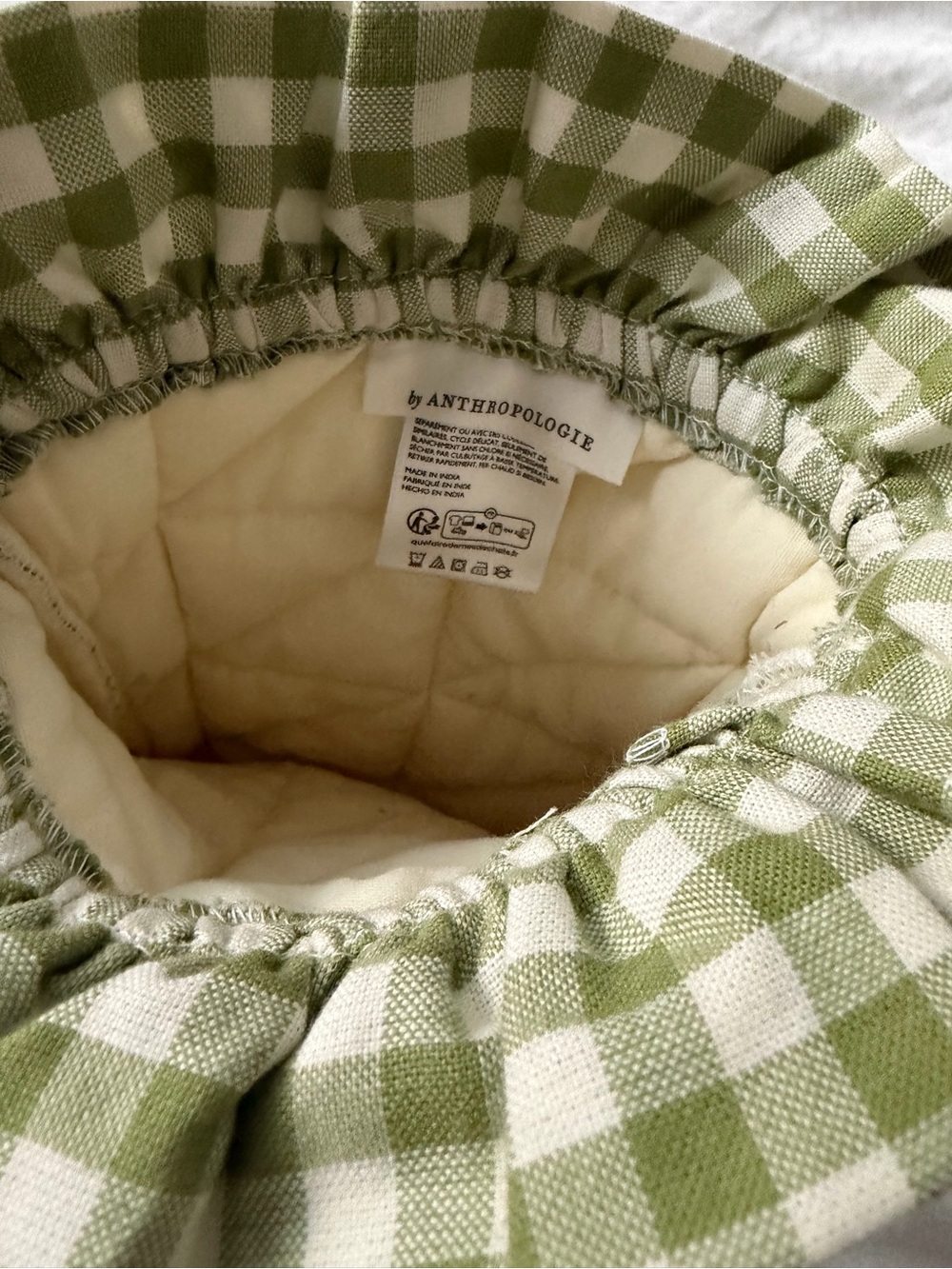 Anthropologie Green Gingham Ruffle Oven Mitt - Picture 4 of 4